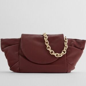 ZARA BNWT Pleated Leather Clutch Shoulder Bag